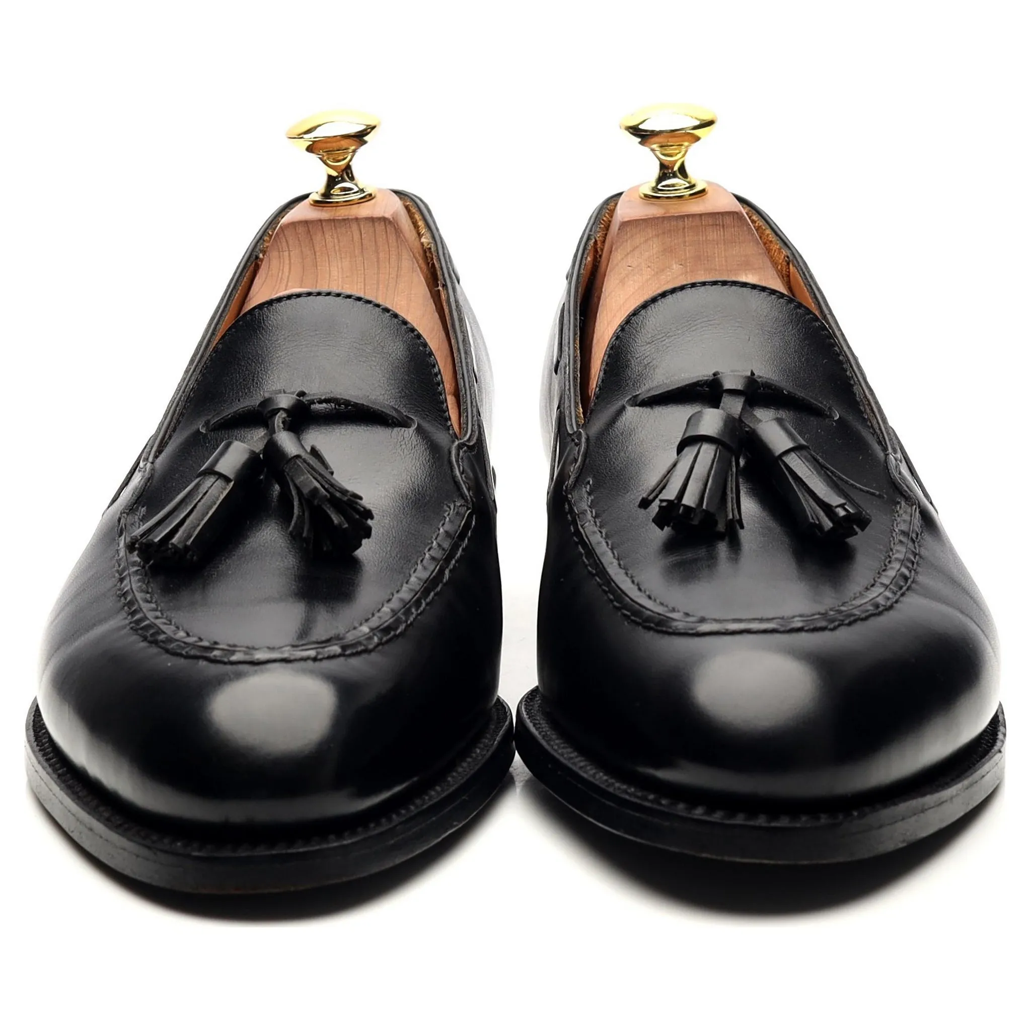 Black Leather Tassel Loafers UK 8.5 D 8