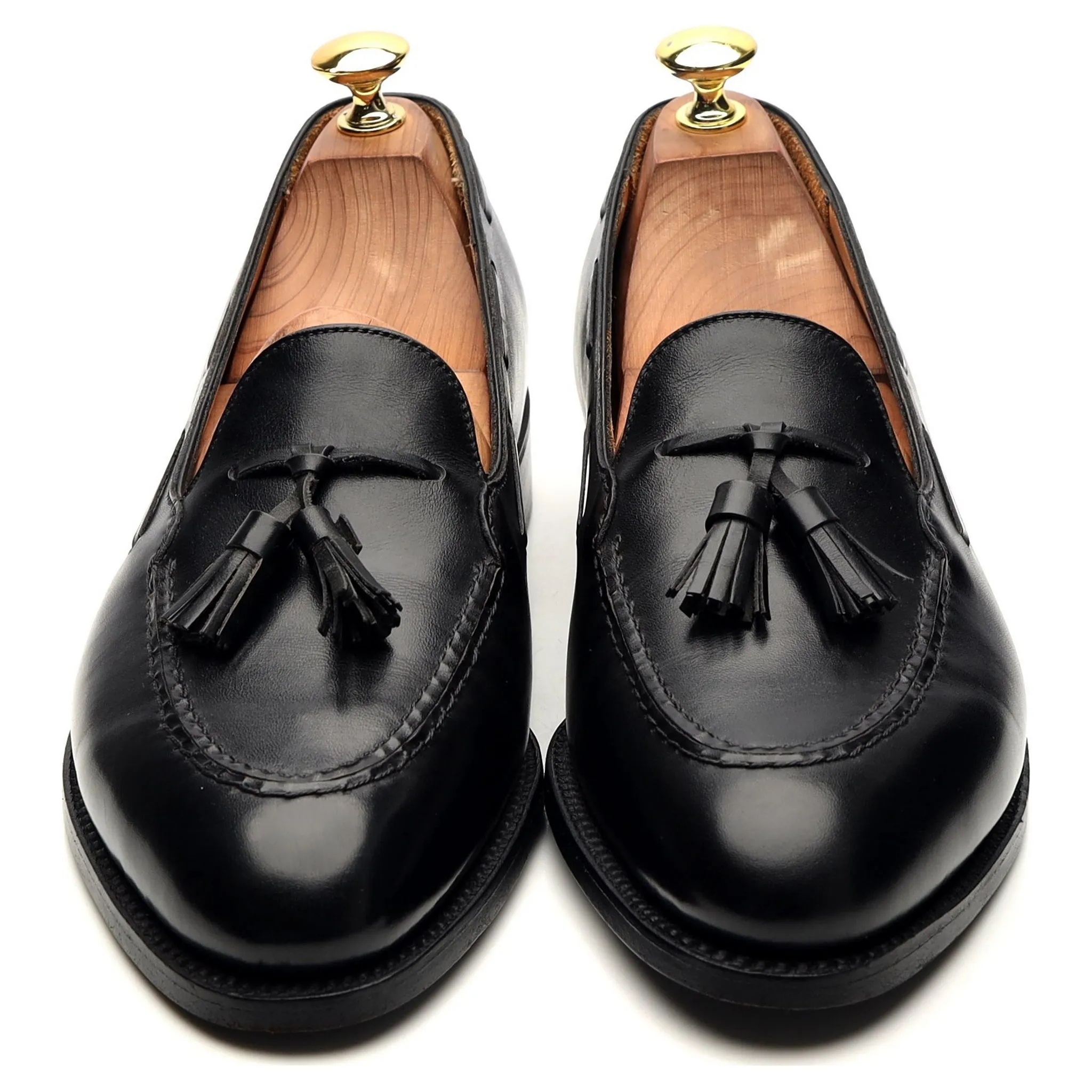 Black Leather Tassel Loafers UK 8.5 D 8