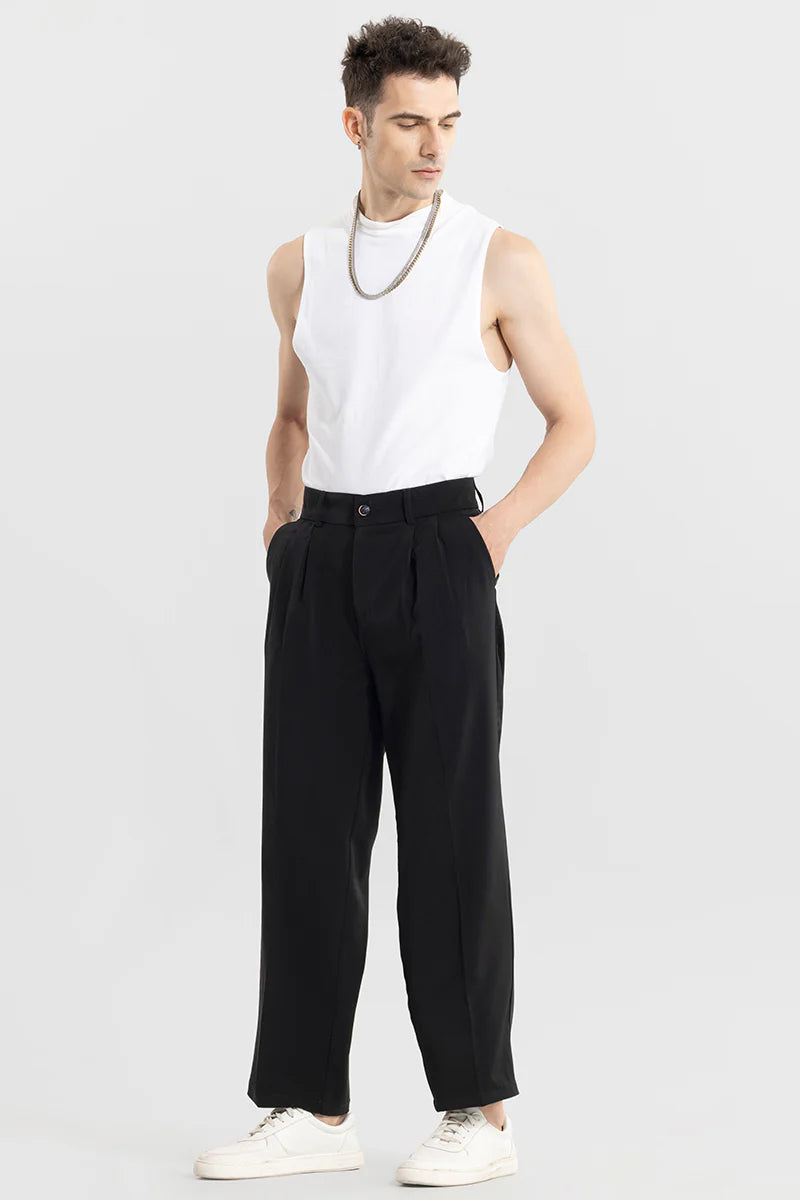 black pants with a k-style design