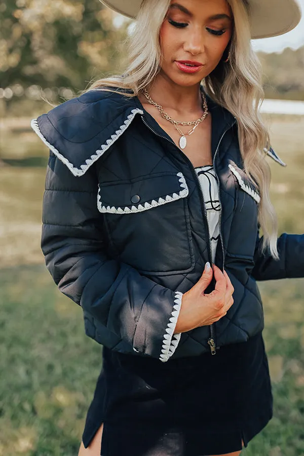 Black Uptown Girl Quilted Jacket