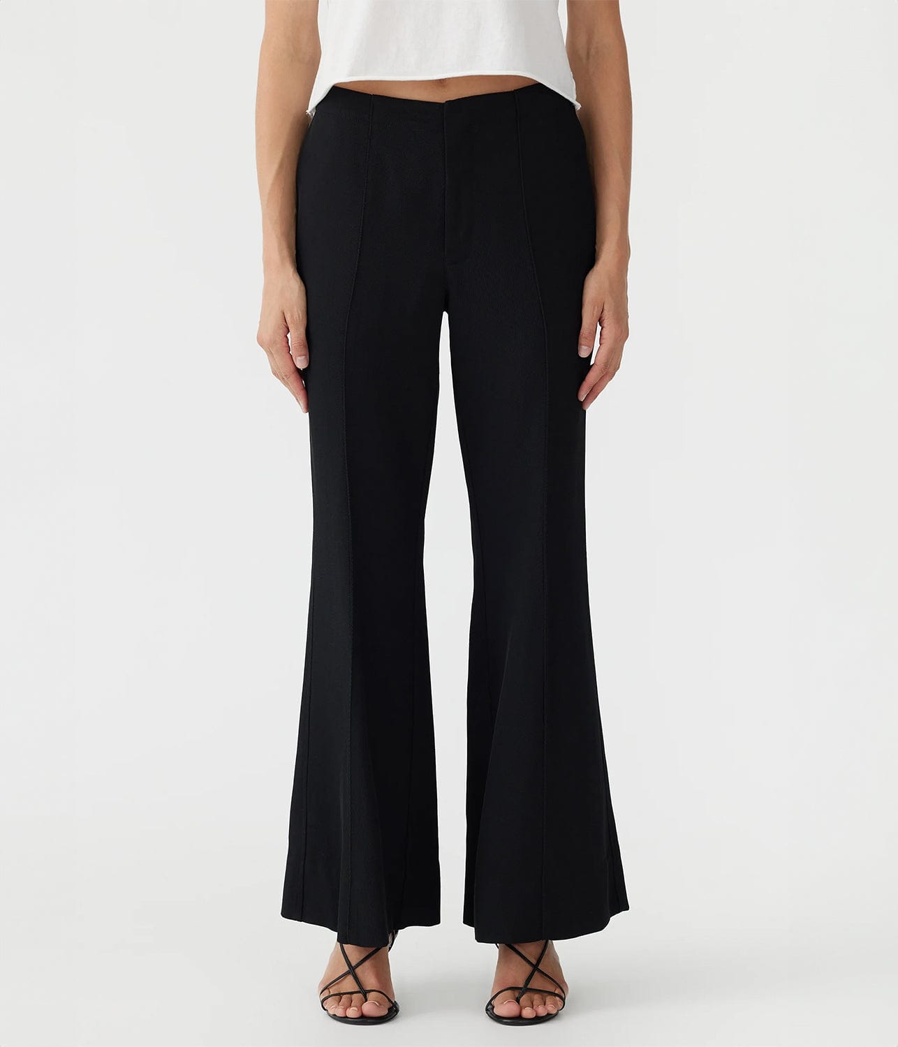 Black Viscose Twill Flared Pant