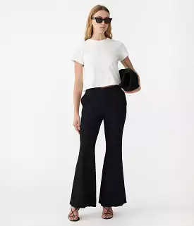 Black Viscose Twill Flared Pant