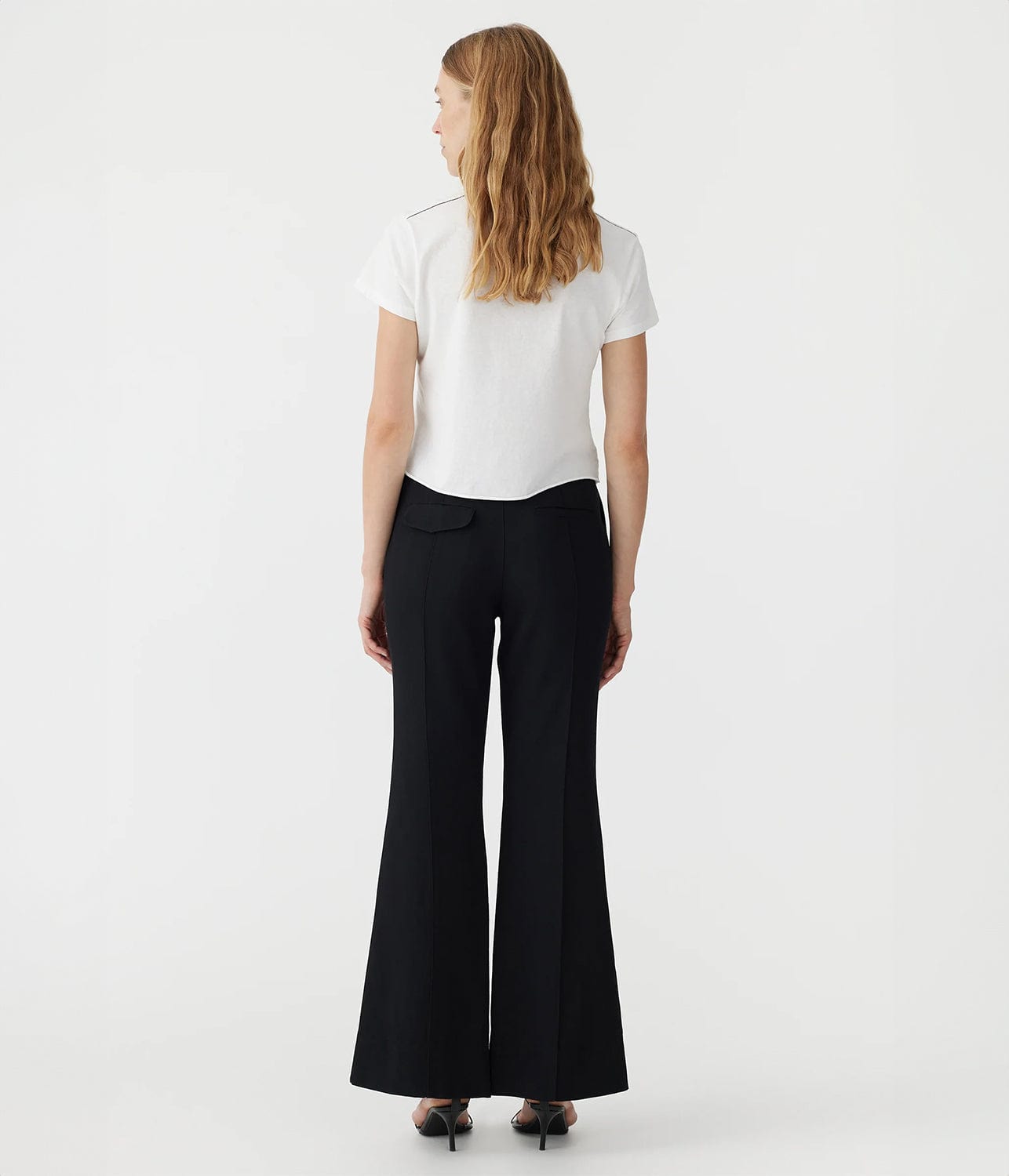 Black Viscose Twill Flared Pant