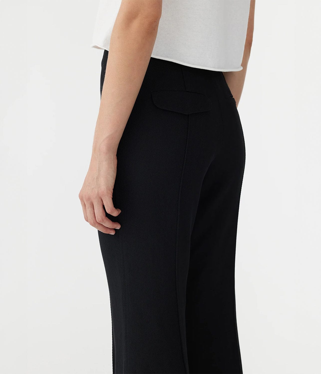 Black Viscose Twill Flared Pant