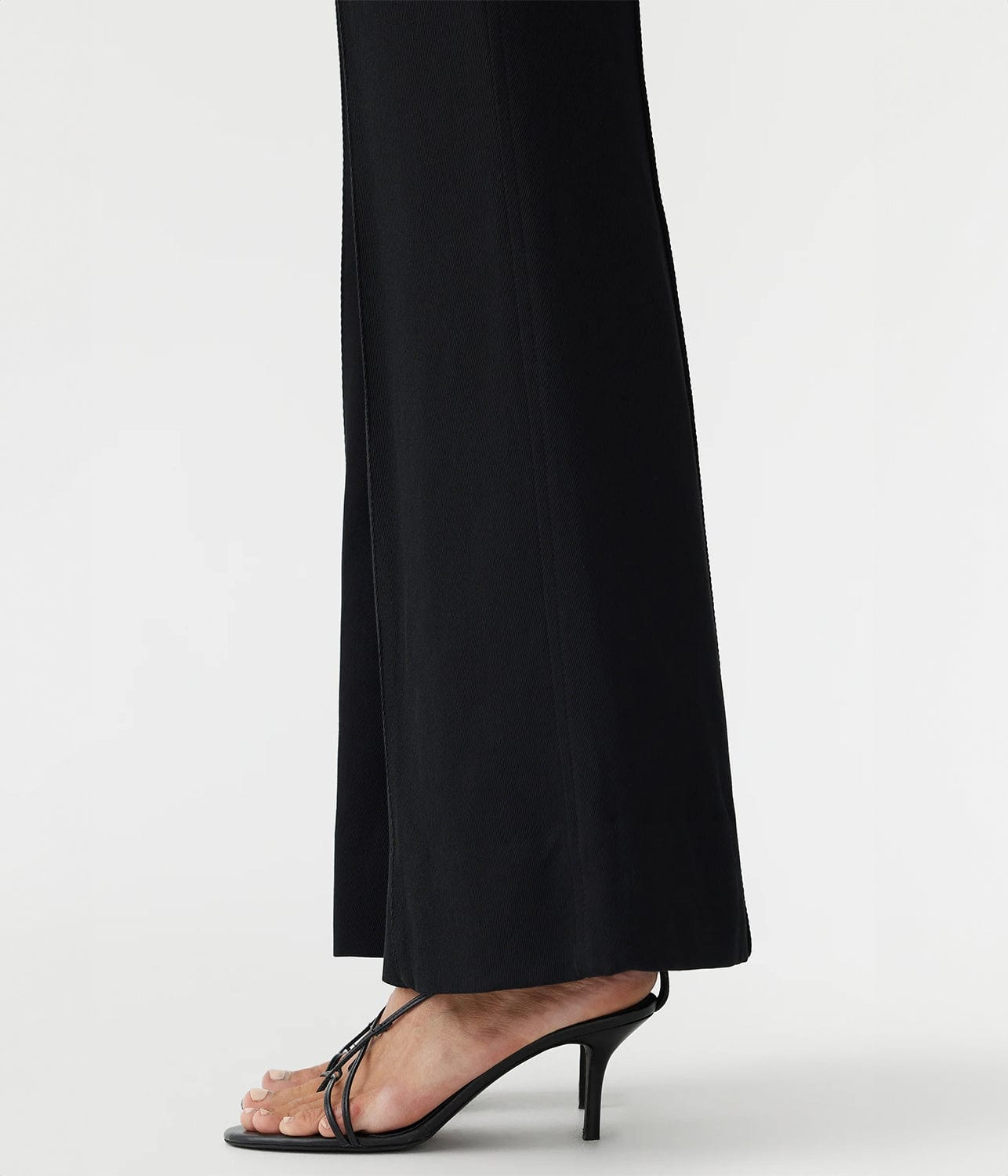 Black Viscose Twill Flared Pant