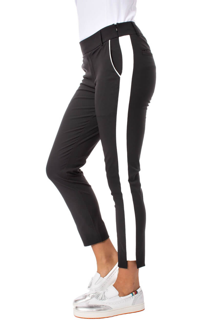 Black White Stretch Ankle Pants