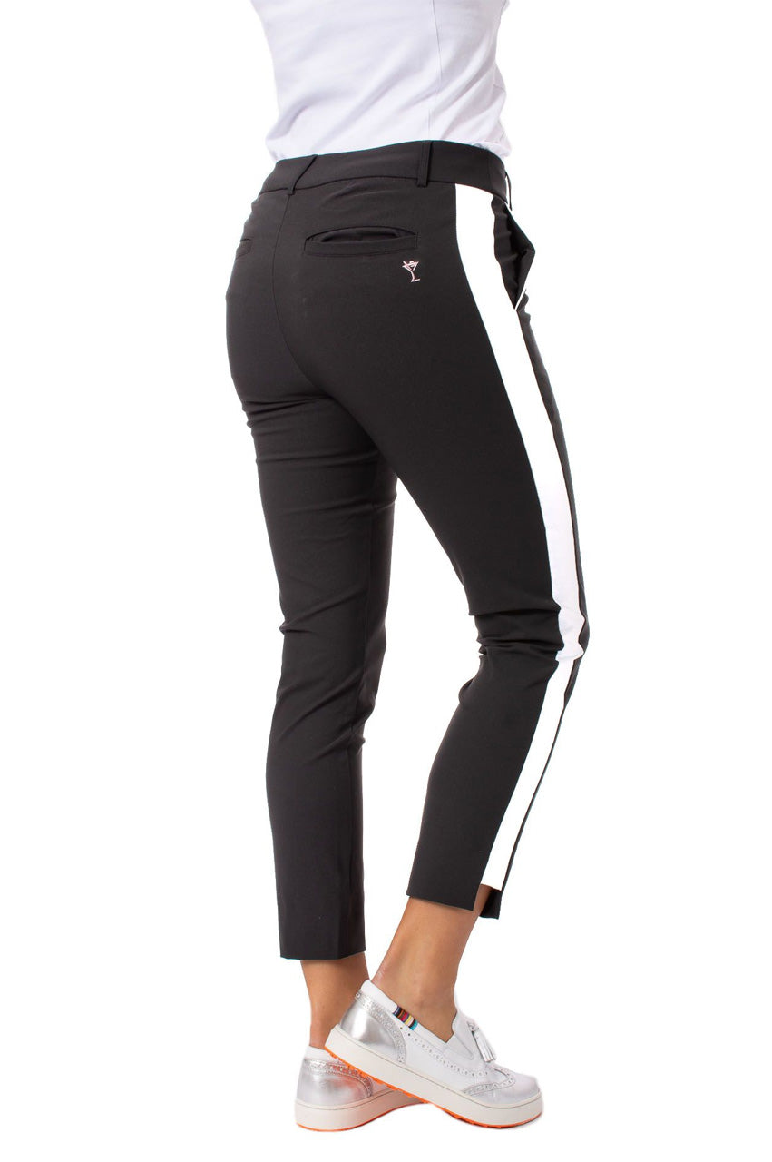 Black White Stretch Ankle Pants