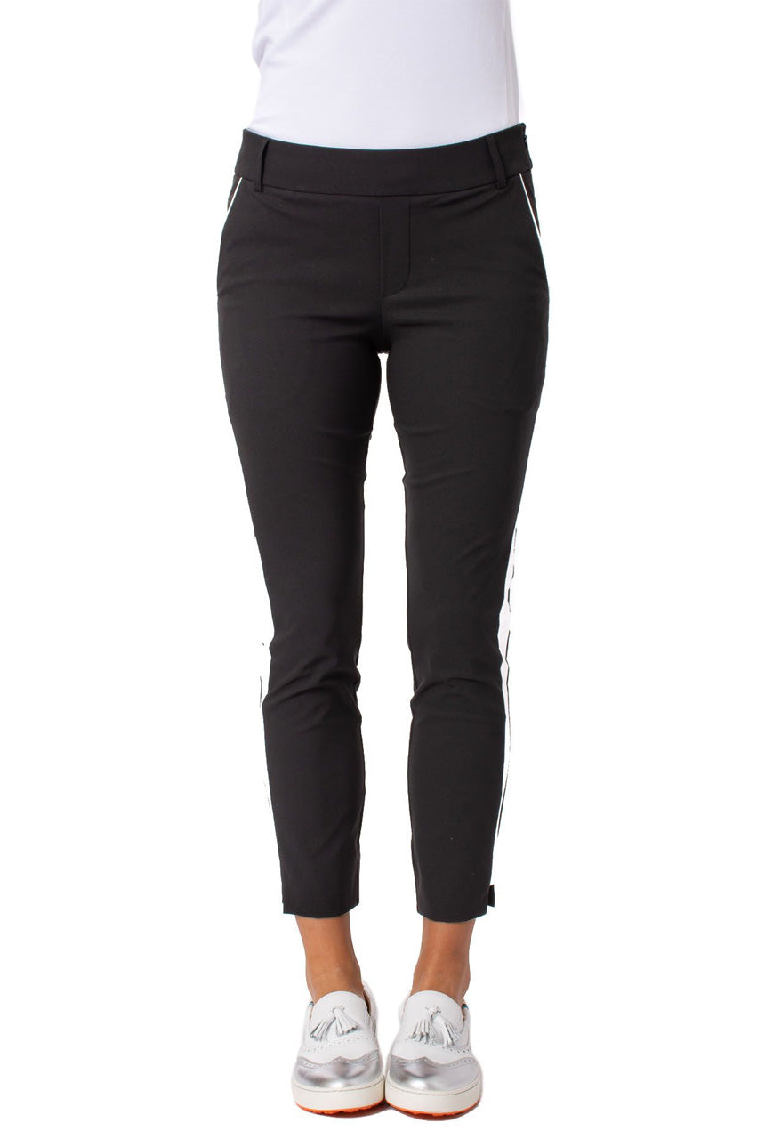 Black White Stretch Ankle Pants