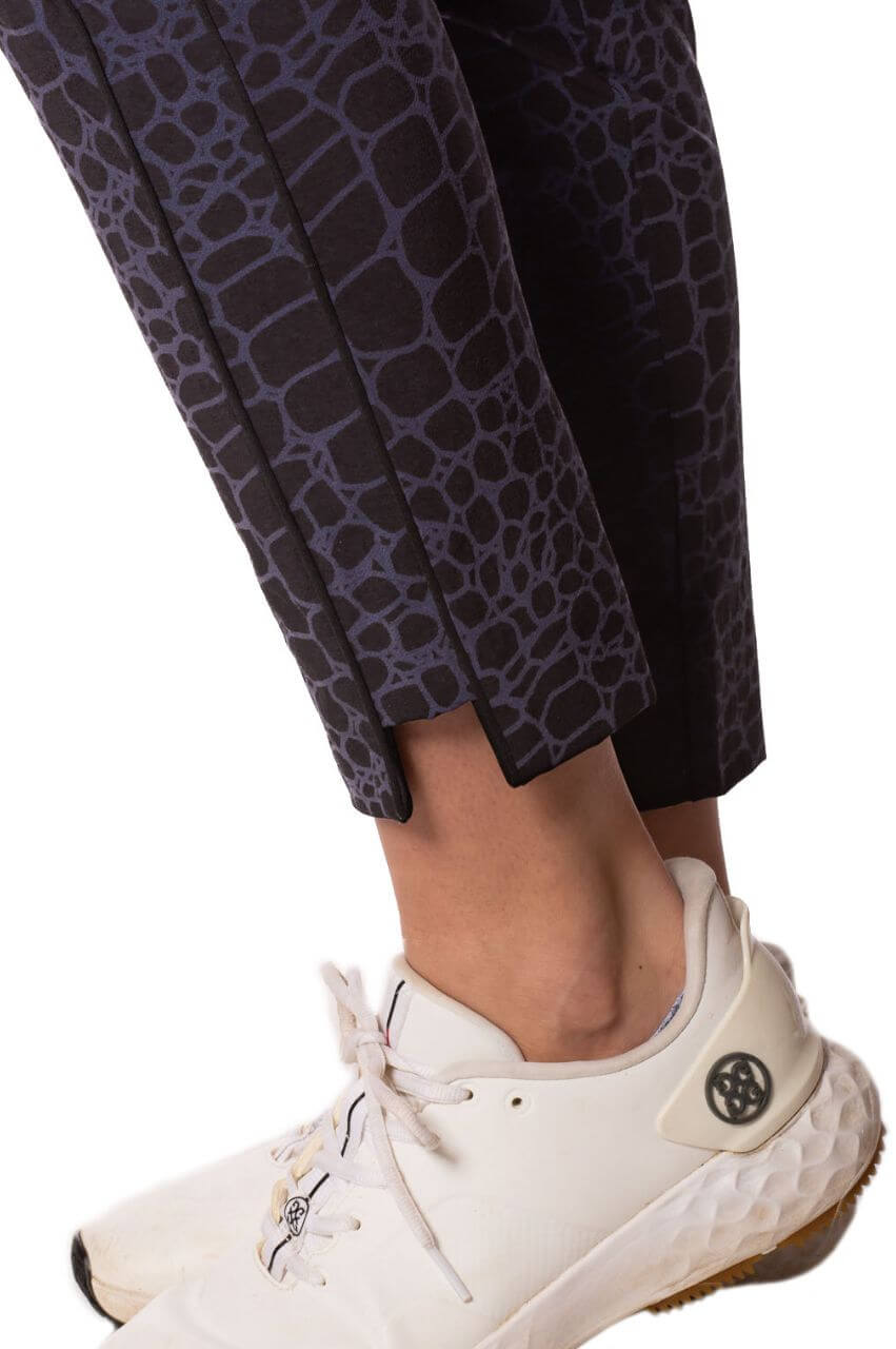 Black/Navy Snake Print Stretch Ankle Pants