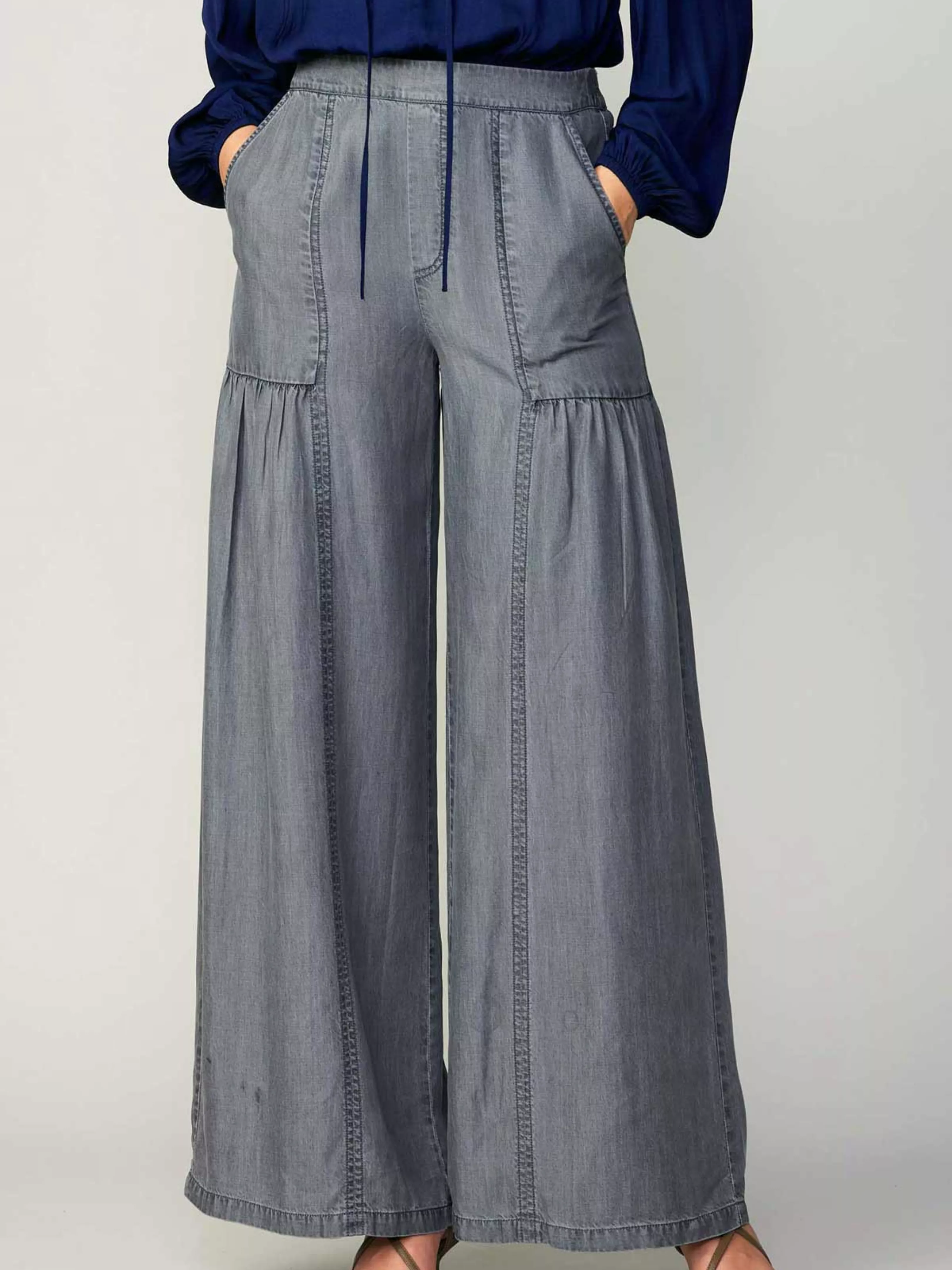 Blue Chambray Track Pants