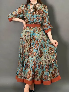 Blue Chiffon Dress with Belt | S4918135