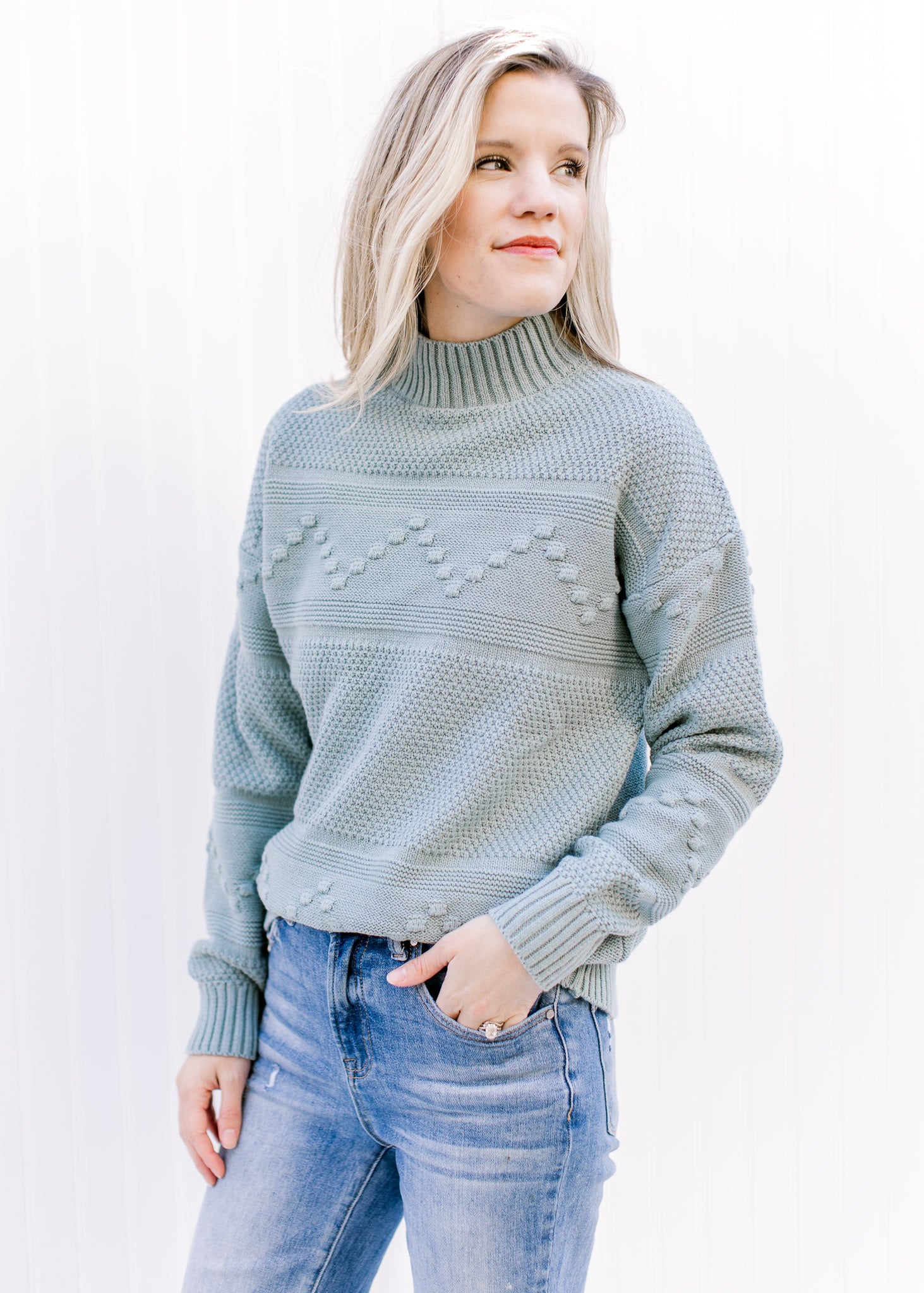 Blue Haze Pom Pom Sweater