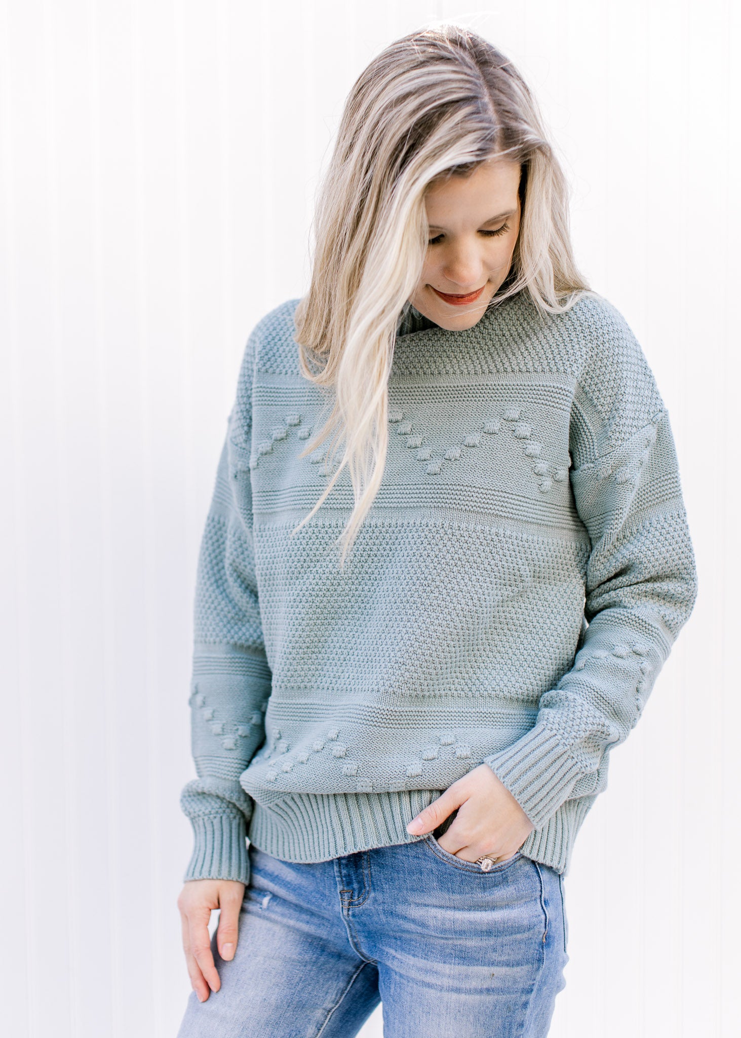 Blue Haze Pom Pom Sweater