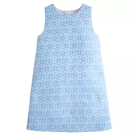 Blue Jacquard Shift Dress