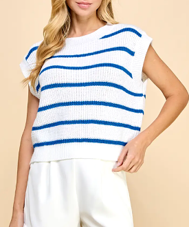 'Blue Striped Knit Top'