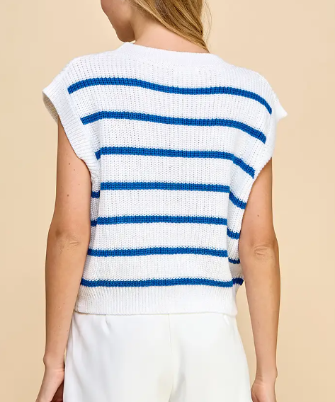 'Blue Striped Knit Top'