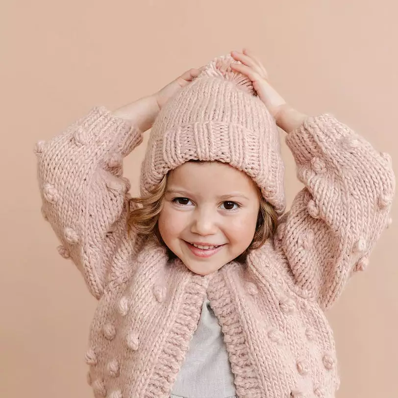 Blueberry Hill Popcorn Cardigan Sweater Blush