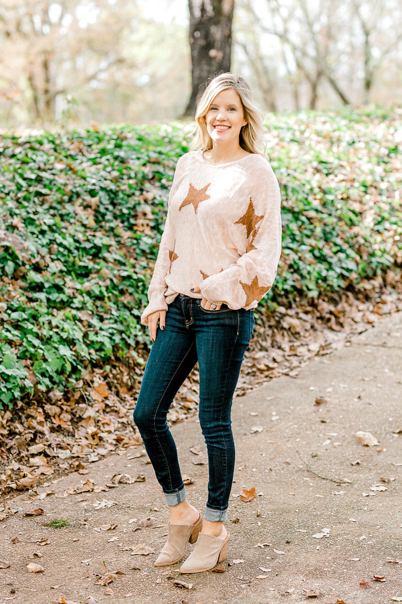 Blush Shimmer Star Sweater