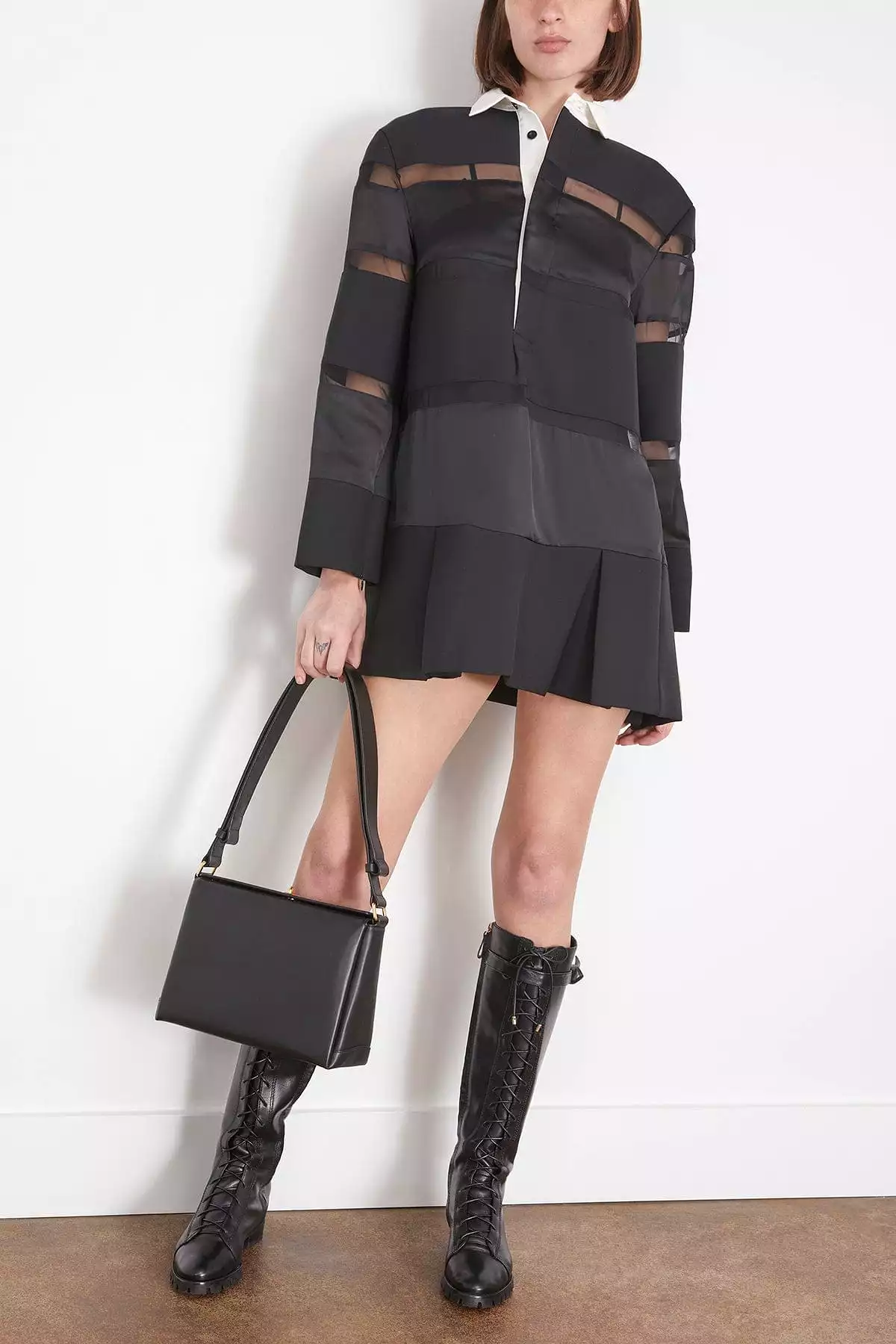 Bonding Rugby Shirt Dress in Black