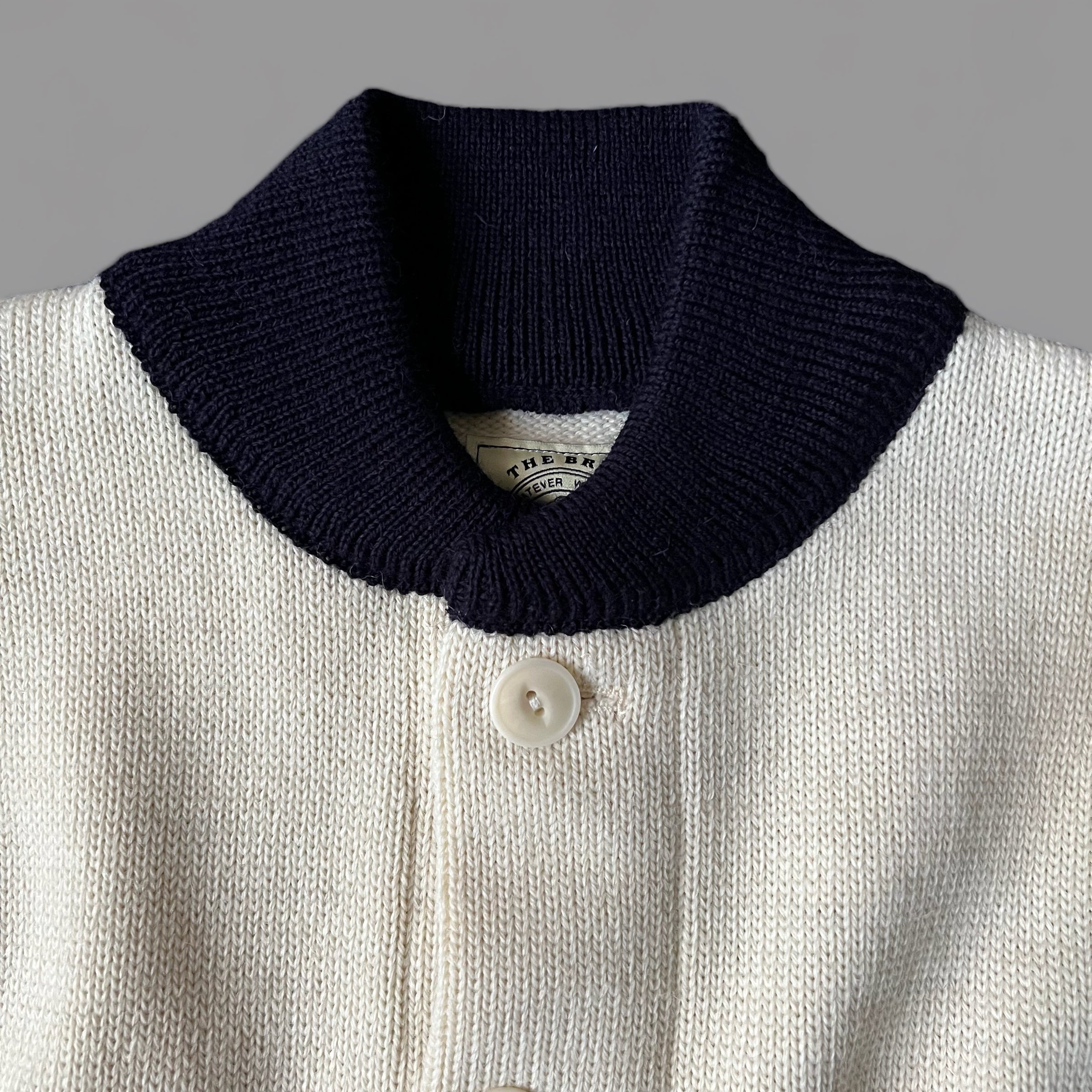 Brig 2 Cardigan - Ecru/Navy Trim