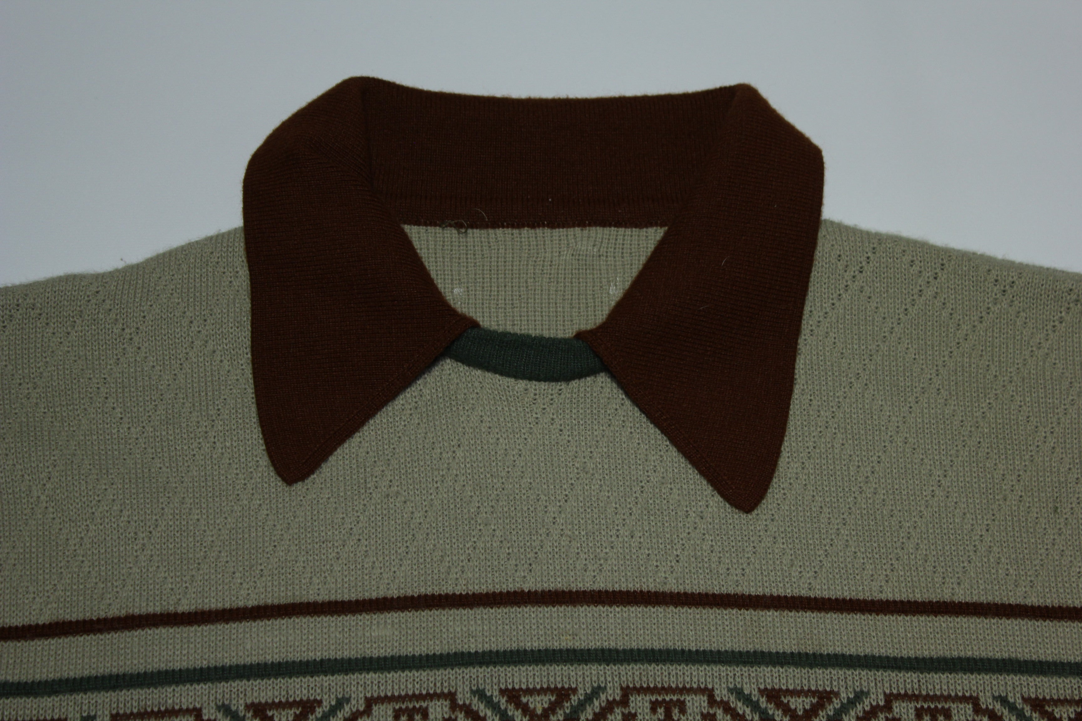 Brown Collar 1960s Family Photo Sweater