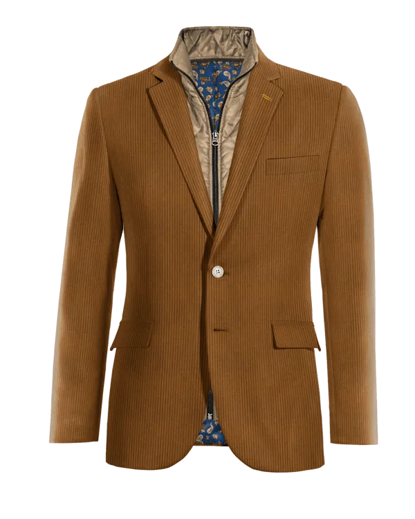 Brown corduroy essential blazer with gilet piece.