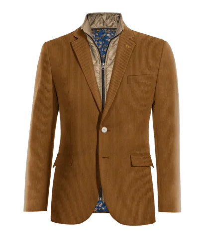 Brown corduroy essential blazer with gilet piece.