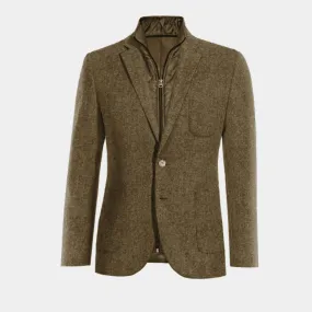 Brown Donegal Tweed Slim Fit Blazer