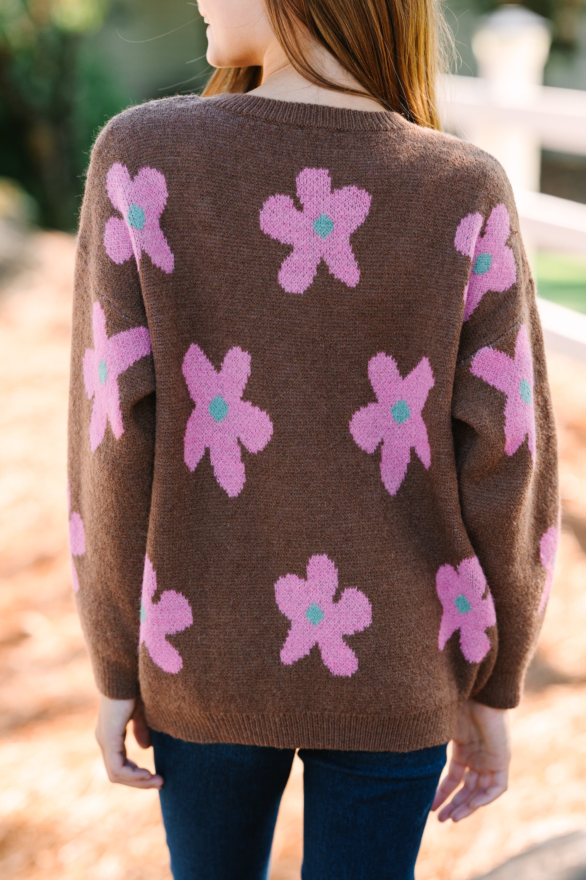 Brown Floral Sweater for Girls - Feel the Fun