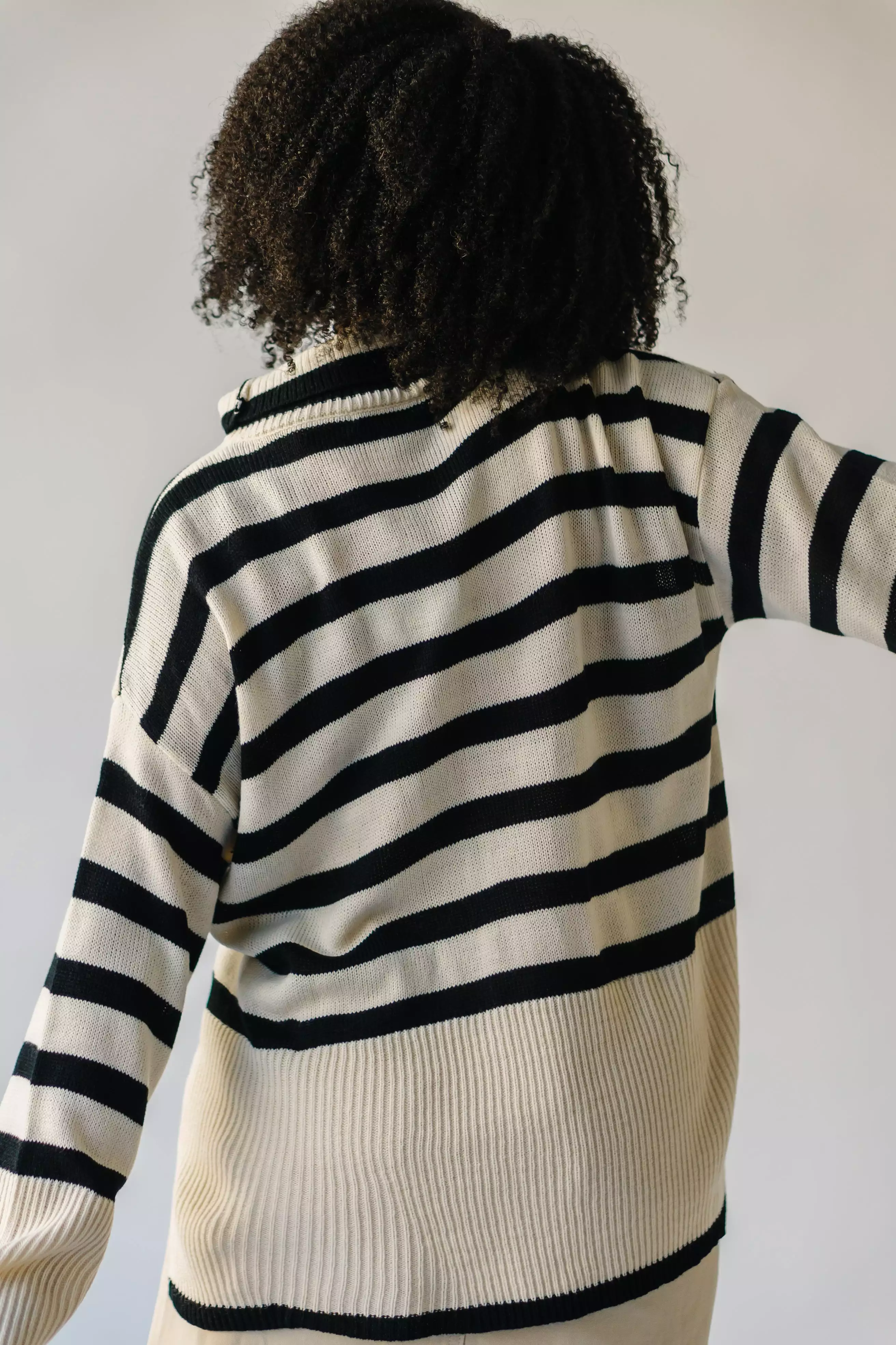 Bryson Striped Turtleneck Sweater Cream Black