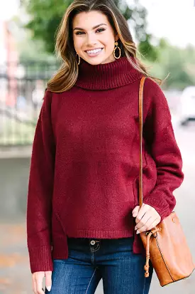 Burgundy Red Turtleneck Sweater-Day