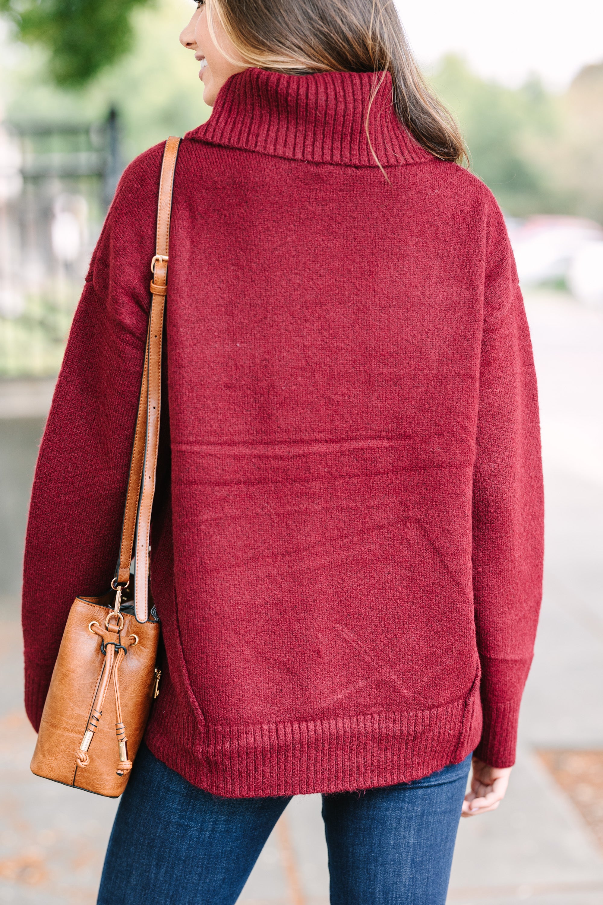 Burgundy Red Turtleneck Sweater-Day