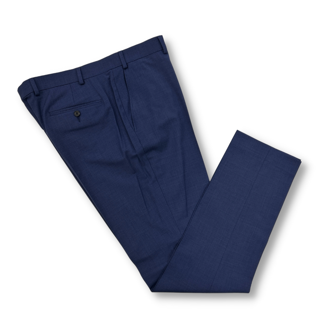 Calvin Klein blue wool stretch suit for men, featuring a skinny fit jacket and pant.