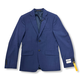 Calvin Klein blue wool stretch suit for men, featuring a skinny fit jacket and pant.