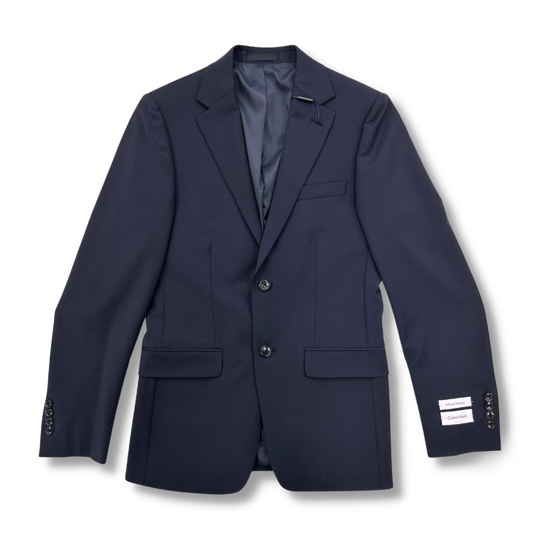 Calvin Klein Men's Navy Wool Stretch Suit- Skinny Fit (Jacket & Pants)