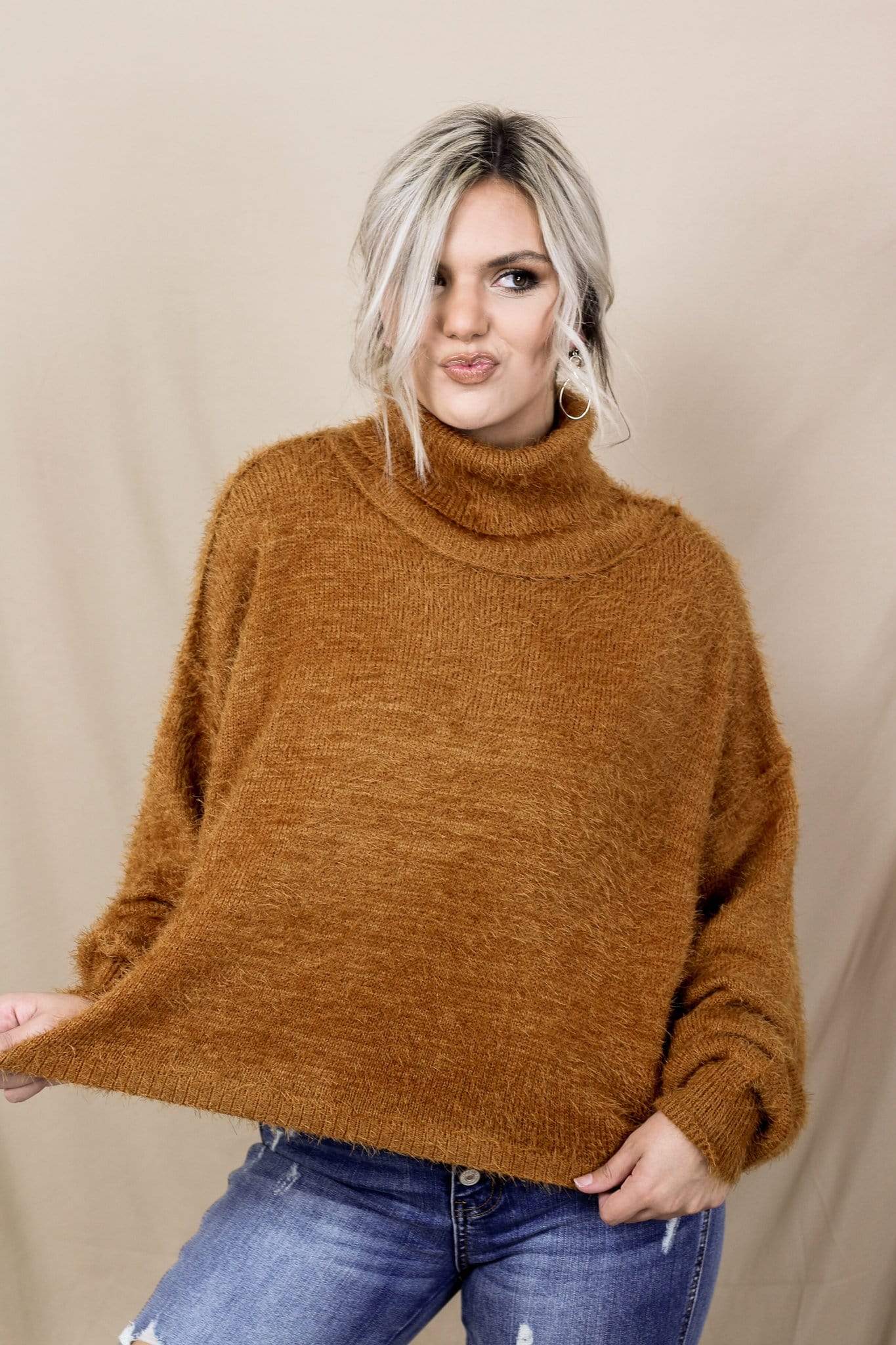 Camel Turtleneck Jumper