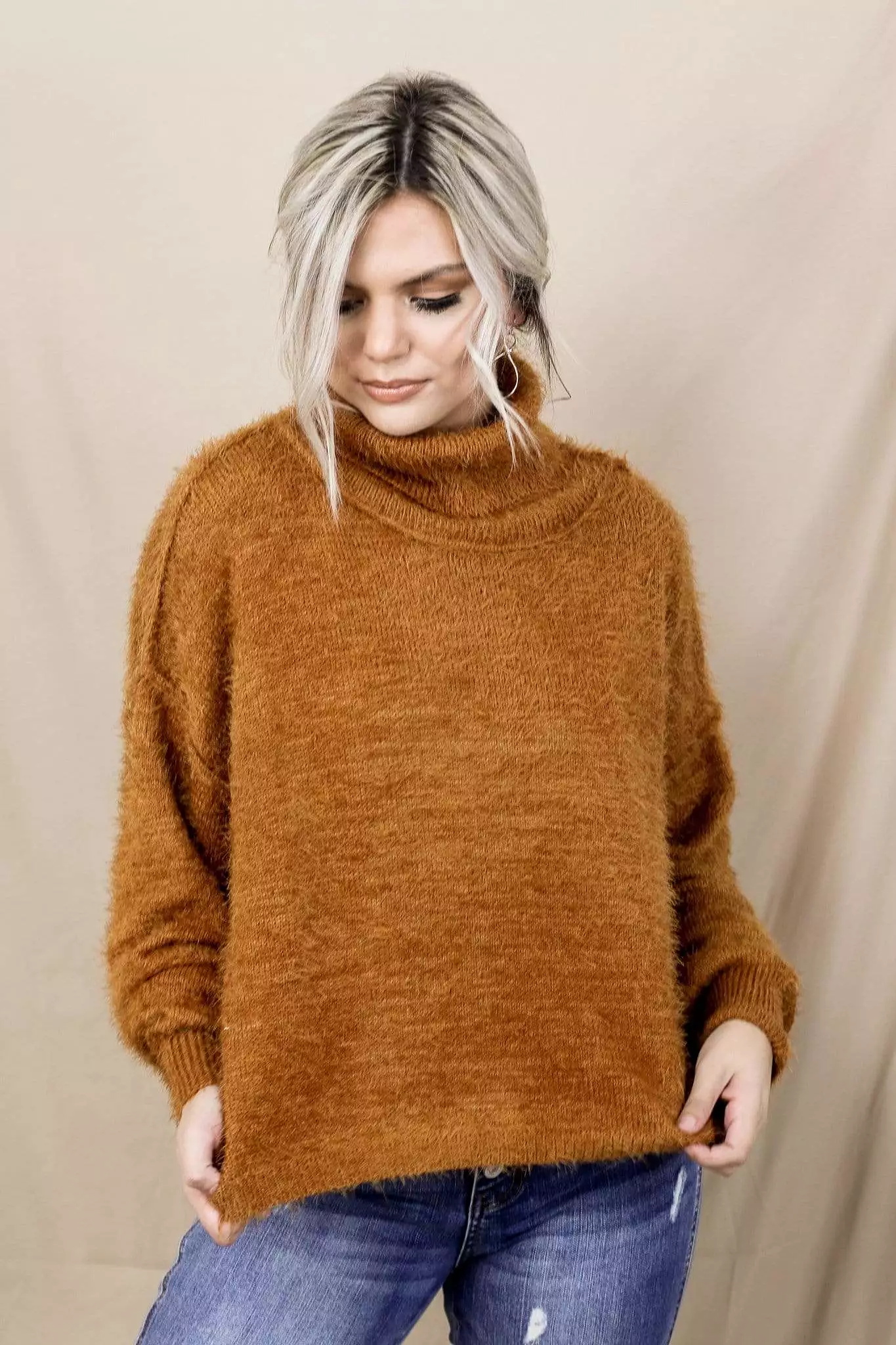 Camel Turtleneck Jumper