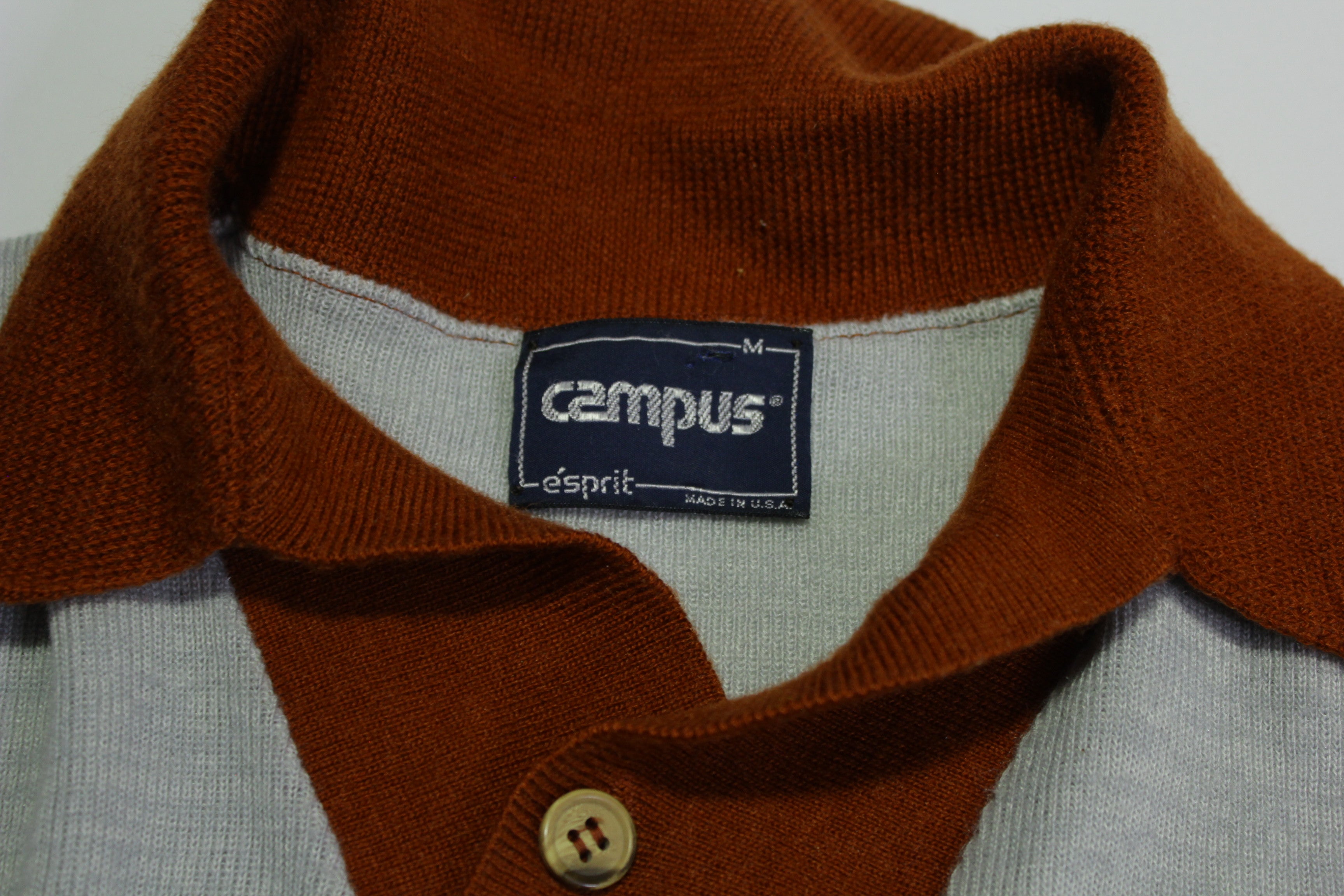 Campus USA Vintage 80's Striped Polo Sweater