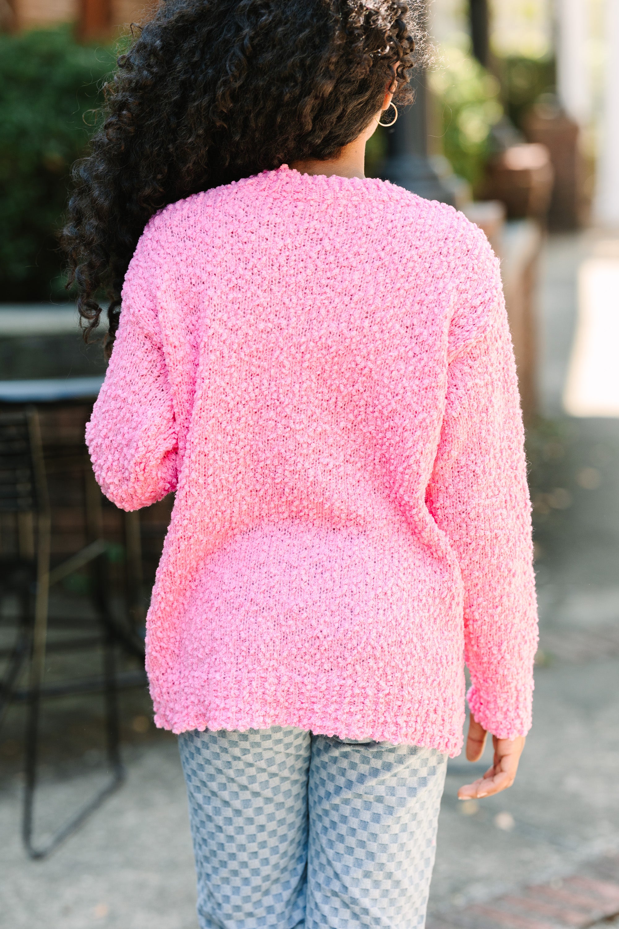 Candy Pink Popcorn Knit Pullover Sweater for Girls: Find it here