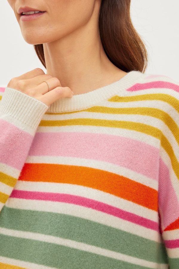 Cashmere Striped Crew Neck Sweater