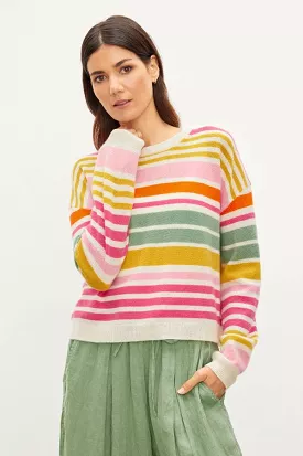 Cashmere Striped Crew Neck Sweater