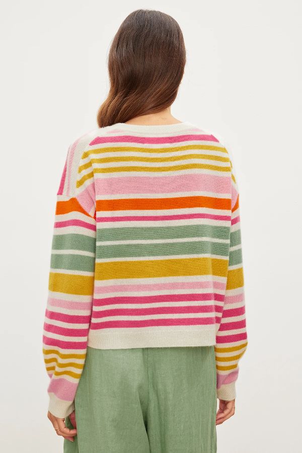 Cashmere Striped Crew Neck Sweater