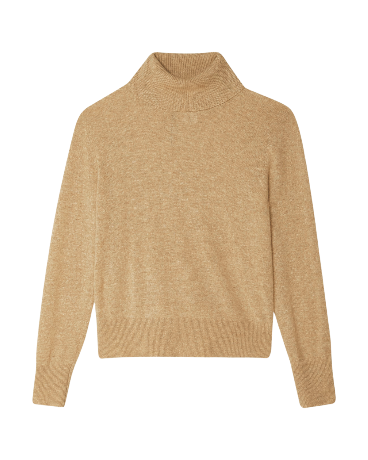 Cashmere Turtleneck Sweater in Camel Heather