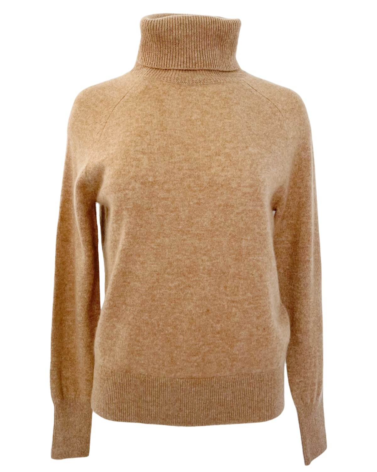 Cashmere Turtleneck Sweater in Camel Heather