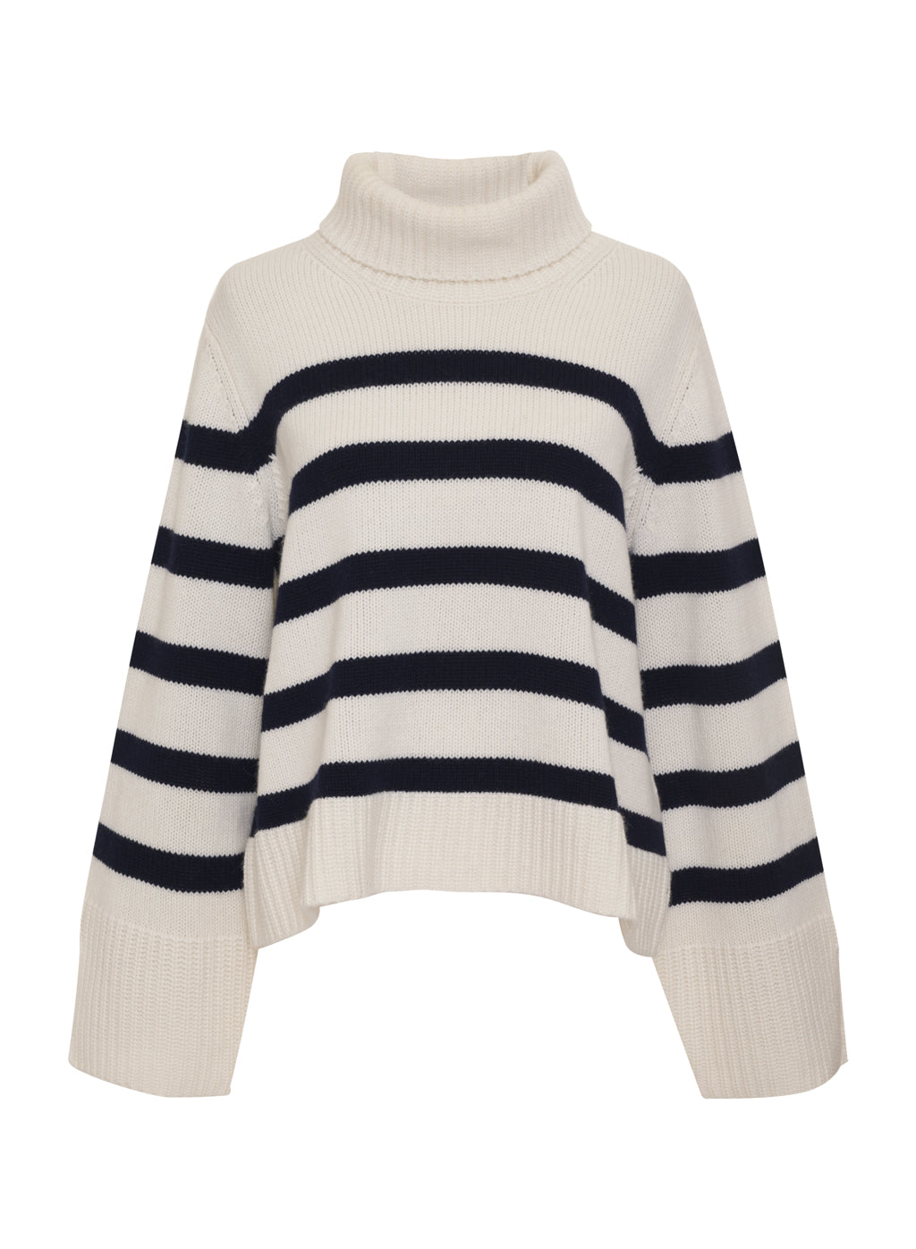 Cashmere Turtleneck Sweater - Navy Stripe