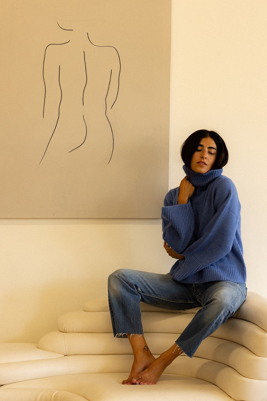 Cashmere Turtleneck Sweater Powder Blue