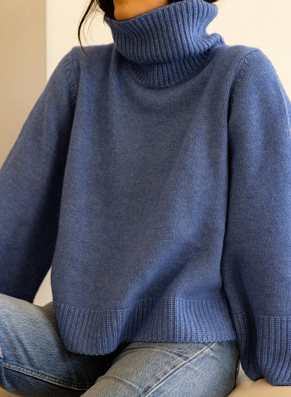 Cashmere Turtleneck Sweater Powder Blue