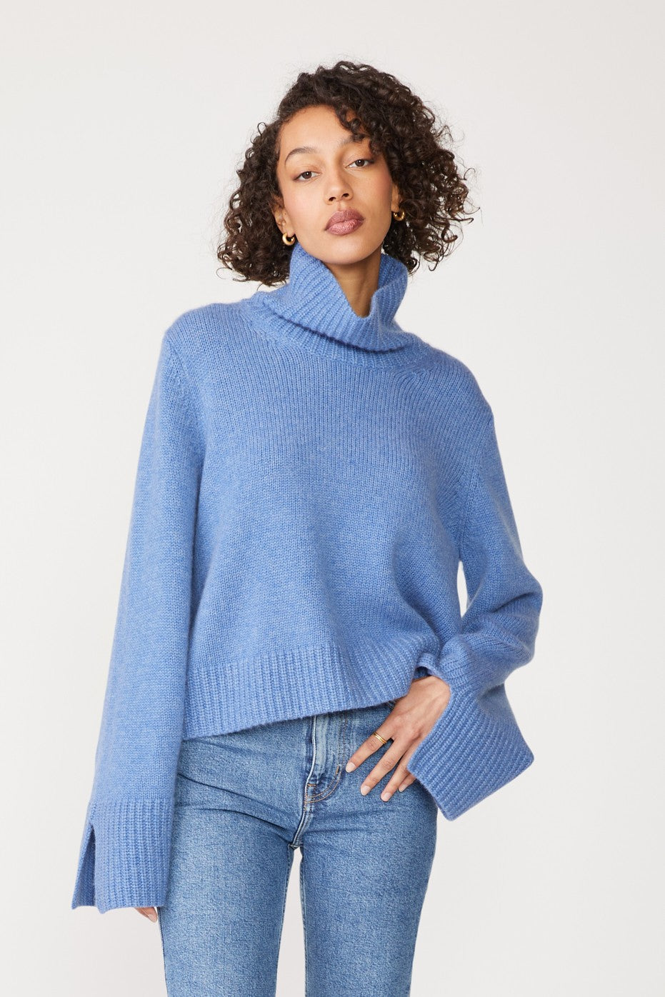 Cashmere Turtleneck Sweater Powder Blue