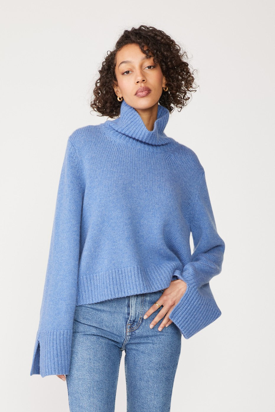 Cashmere Turtleneck Sweater Powder Blue