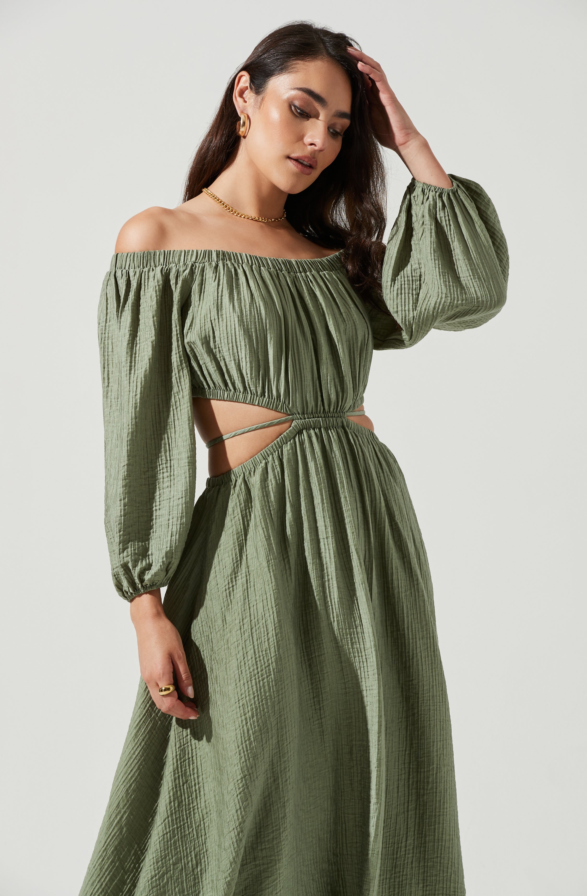 Cassian Off Shoulder Midi Dress